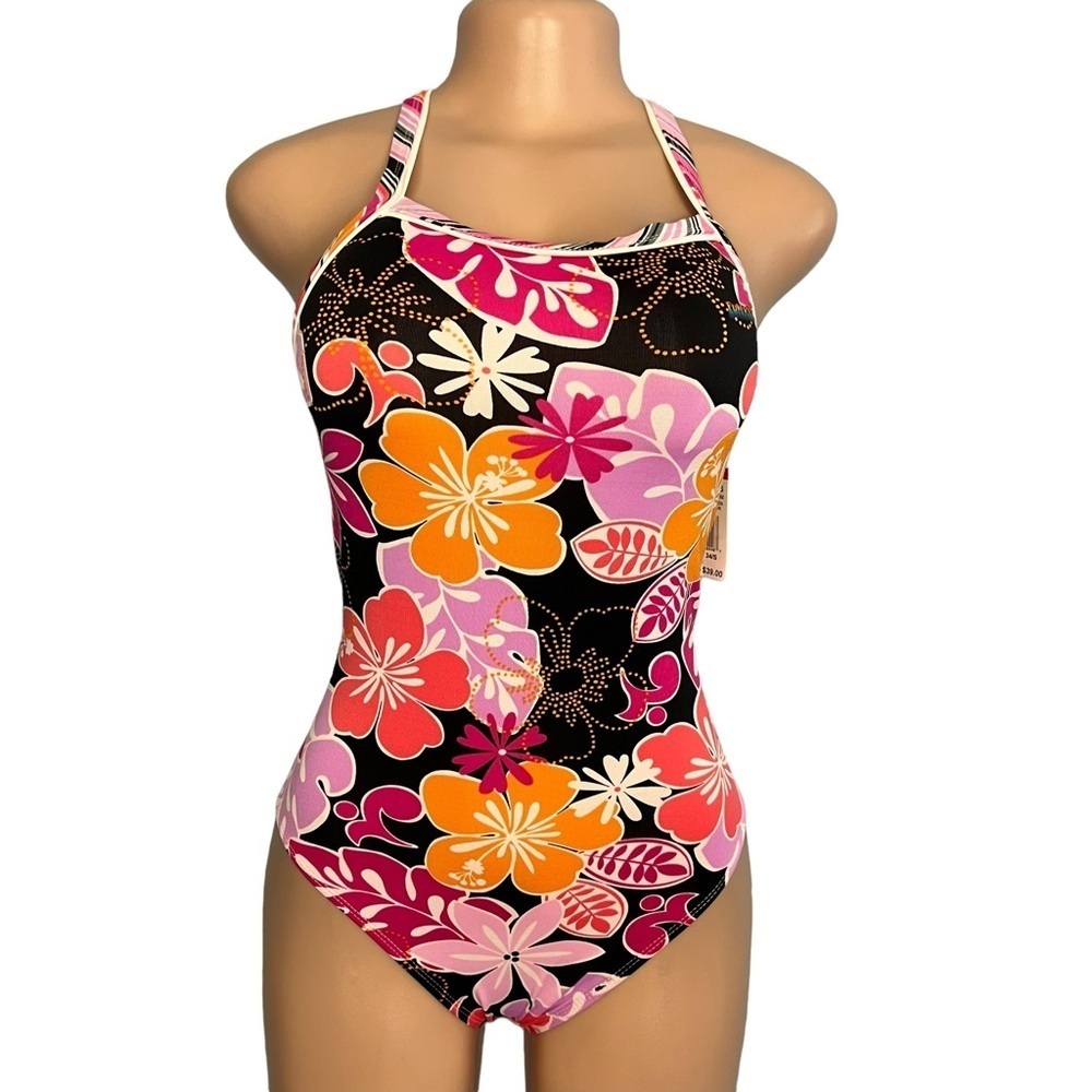 The Finals Paradise Butterfly Back One Piece Swimsuit Pink and Black